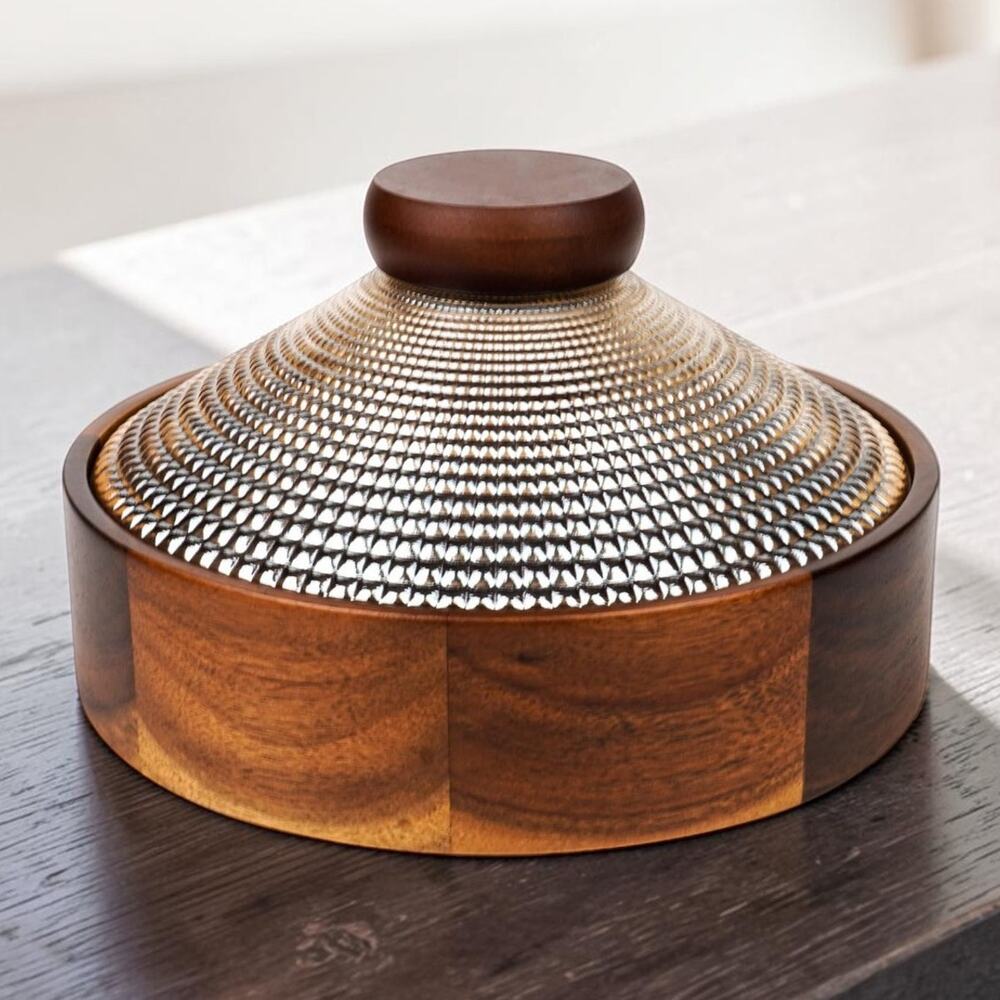 Wood Snack Box Organizer w Glass Lid 4 Compartment Candy Nut Serving Tray